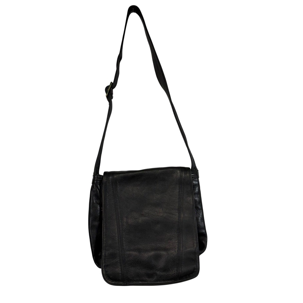VTG Coronado Leather Co. Black Leather Crossbody Key-Locking CCW Bag Purse‎